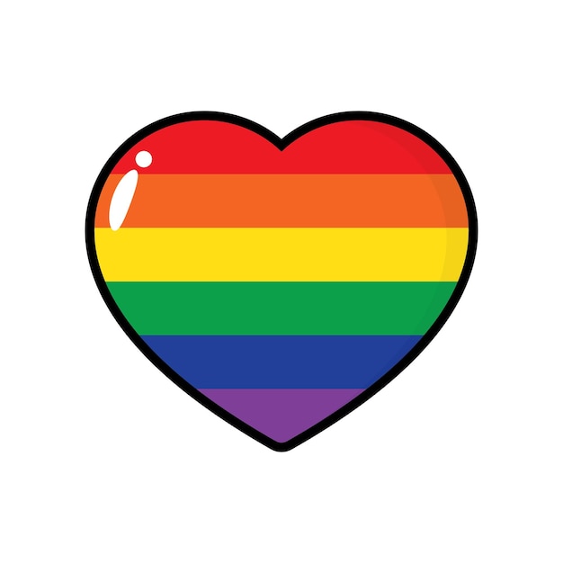 Kawaii rainbow colored heart icons LGBTQI concept