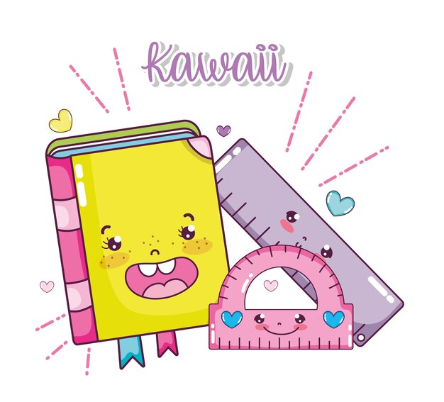 Vector kawaii school utensils