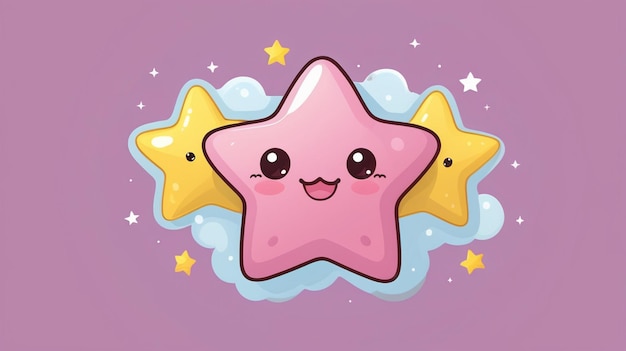 Vector kawaii star cartoon vector icon isolated