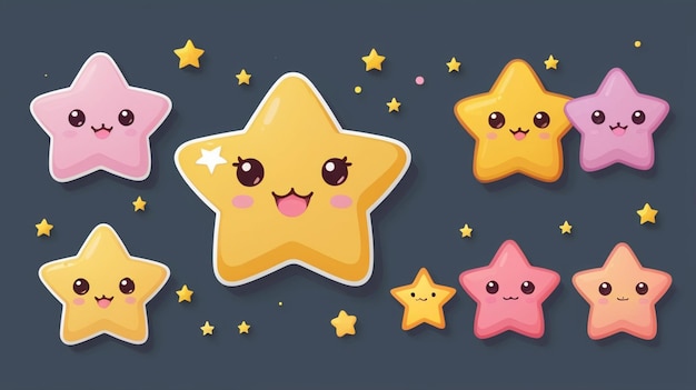 Vector kawaii star cartoon vector icon isolated