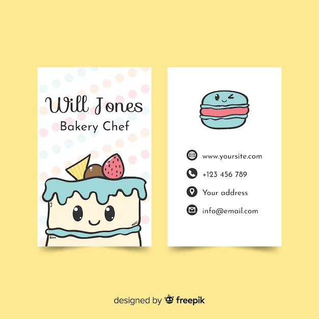 Kawaii style business card template