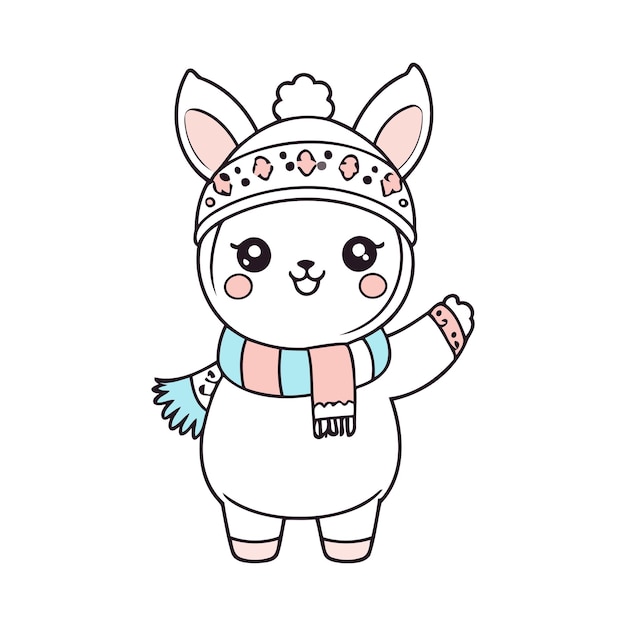 Kawaii Style Cute Animal Vector Illustration for Kids