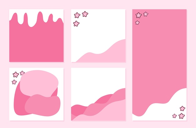 Kawaii style pink memo note template collection