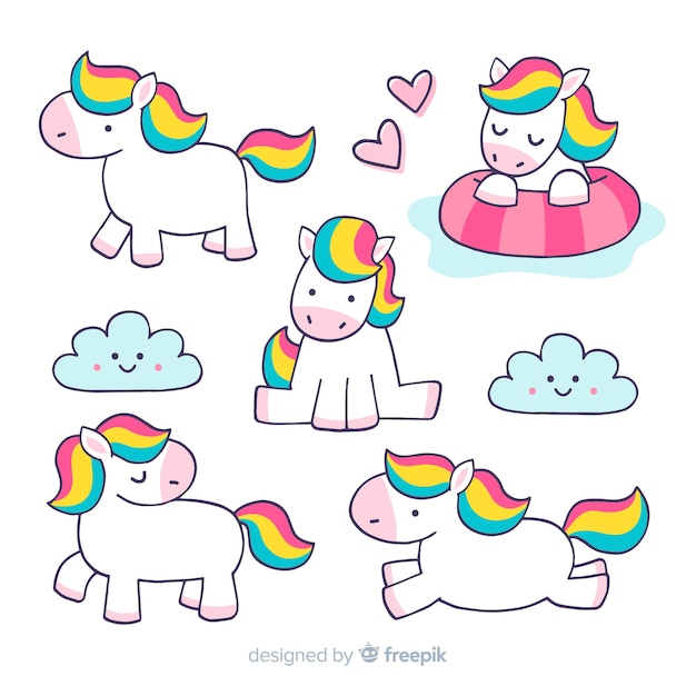 Kawaii unicorn character collection