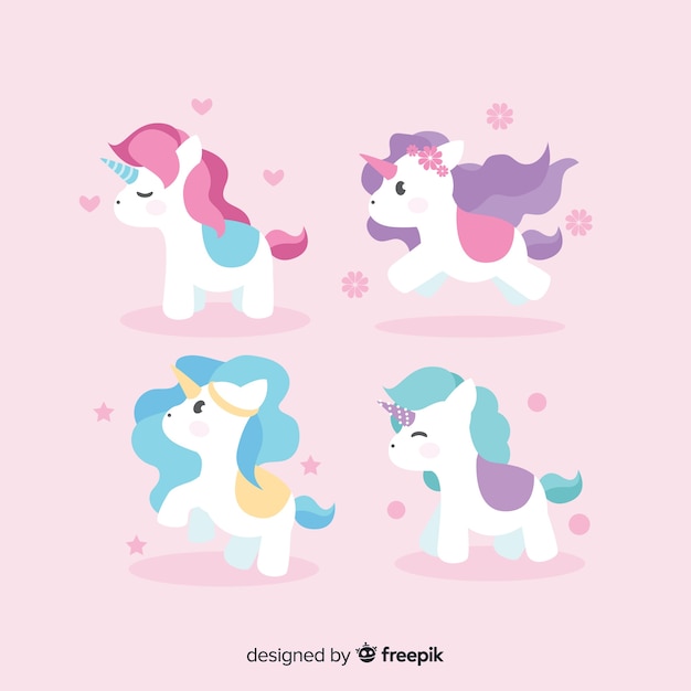 Kawaii unicorn character collection