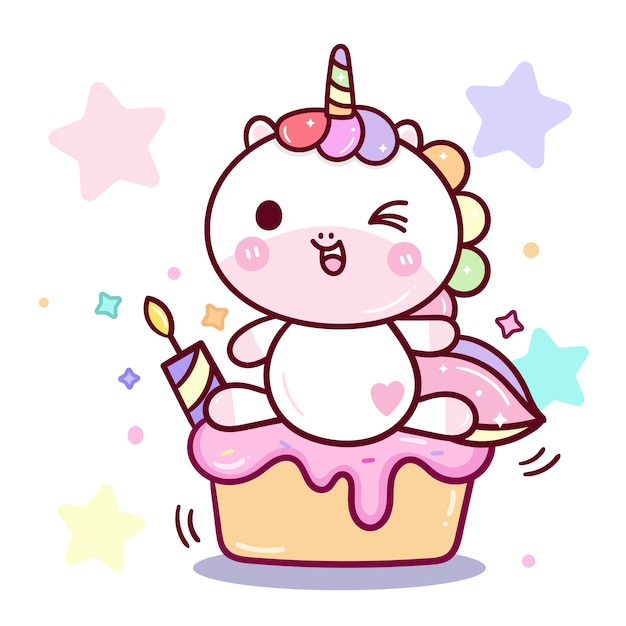 Kawaii unicorn vector birthday party 