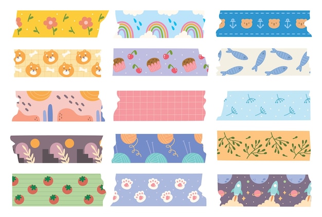 Kawaii Washi Tape Design Element Vector Clip Art