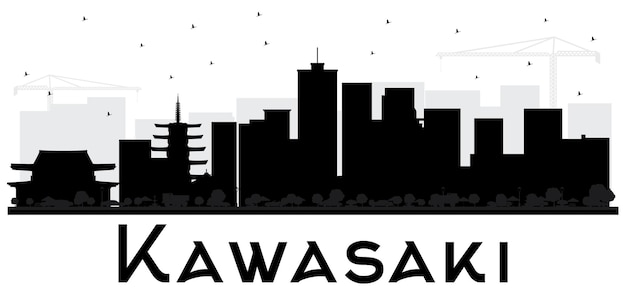 Kawasaki Japan City Skyline Black and White Silhouette. Vector Illustration. Simple Flat Concept for Tourism Presentation, Placard. Business Travel Concept. Kawasaki Cityscape with Landmarks.