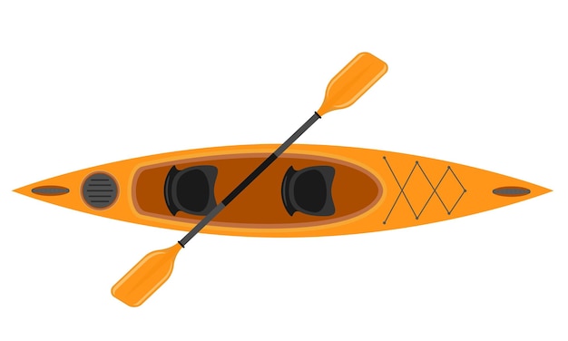 Vector kayak from plastic for fishing and tourism flat style vector illustration