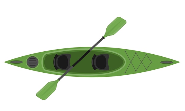 kayak from plastic for fishing and tourism flat style vector illustration