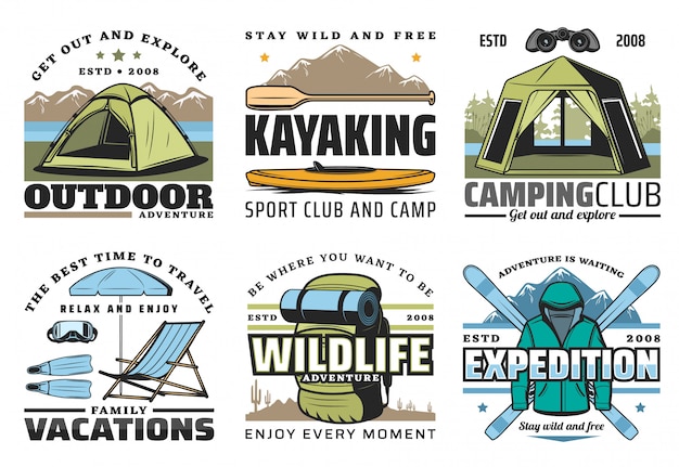 Kayaking, camping, diving and hiking sport