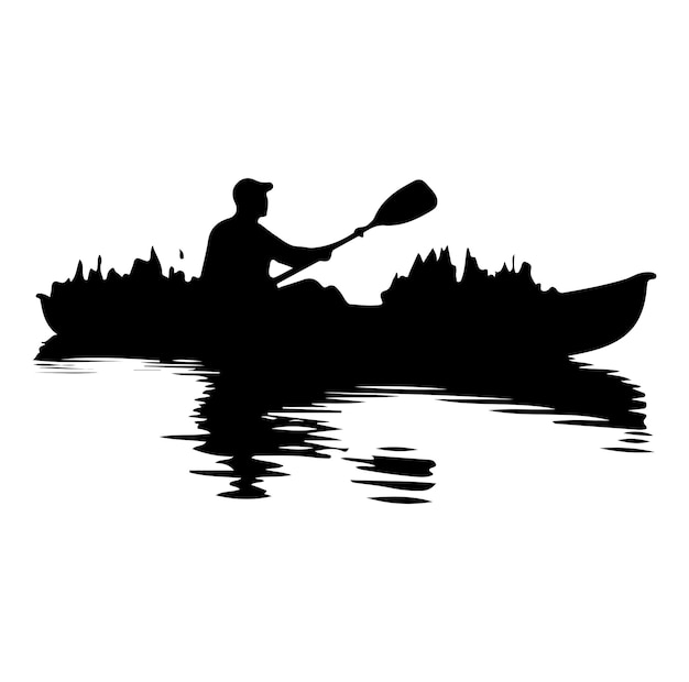 Kayaking vector silhouette illustration