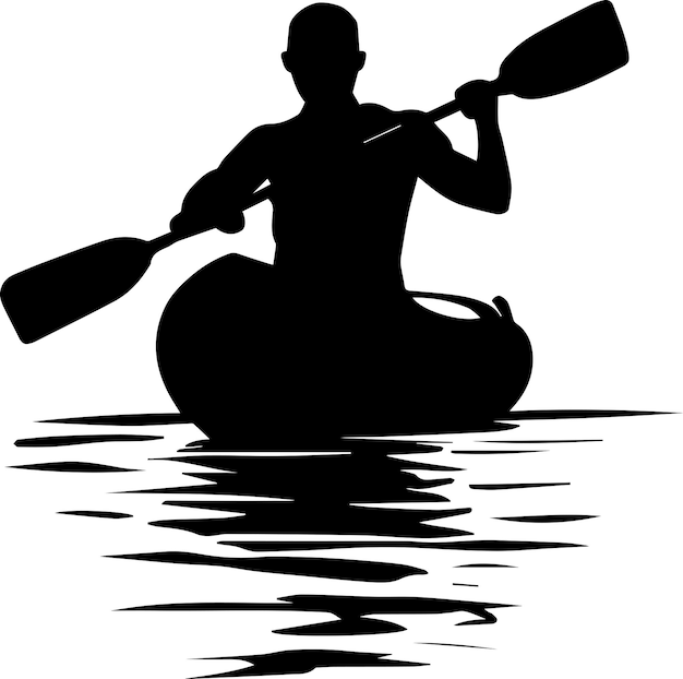 Kayaking vector silhouette illustration