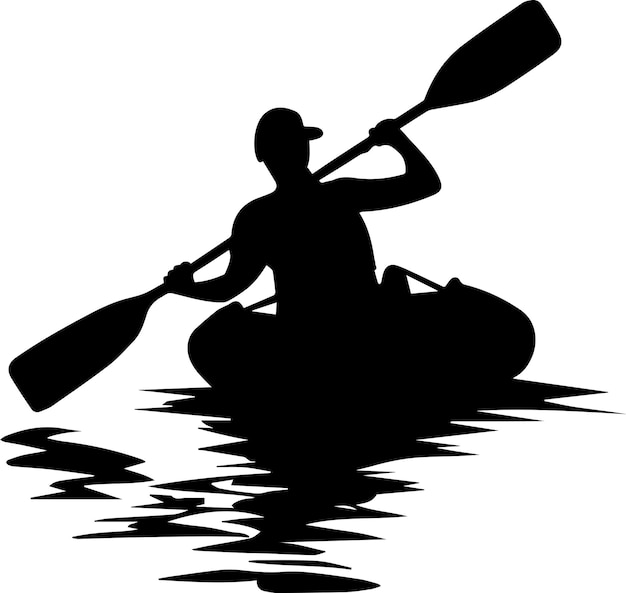 Kayaking vector silhouette illustration