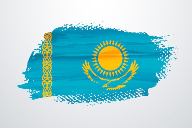 Kazakhstan brush paint flag