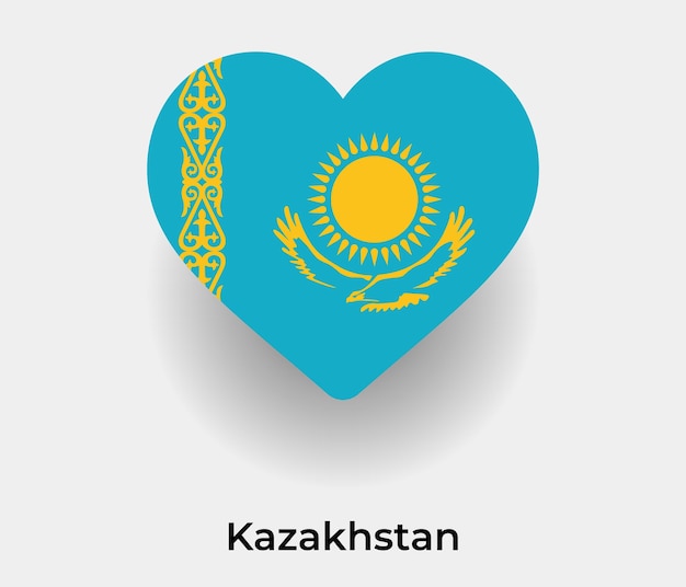 Kazakhstan flag heart shape icon vector illustration