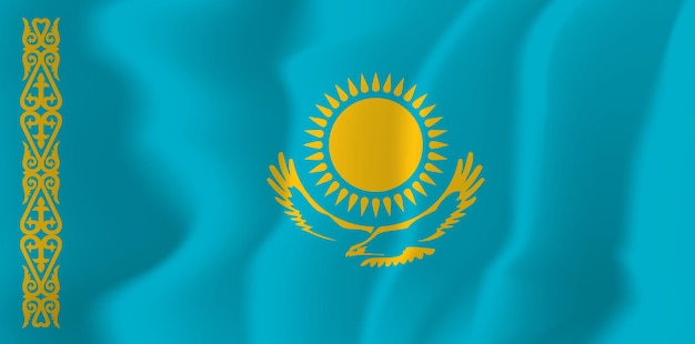 Kazakhstan Waved Flag Illustration Vector Background