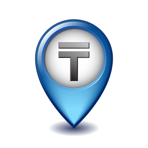 Kazakhstani tenge symbol on Mapping Marker design of currency sign of Kazakhstan on Map Pointer