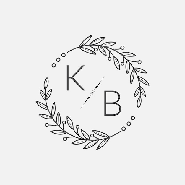 Vector kb initial monogram wedding with creative circle line