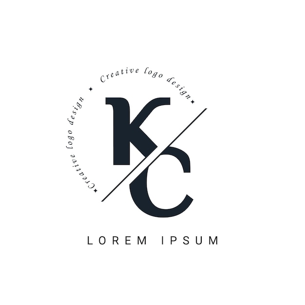 KC Letter Logo Design with a Creative Cut Creative logo design