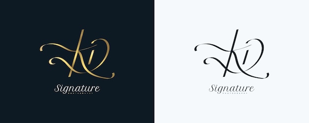 KD Initial Signature Logo Design with Elegant and Minimalist Gold Handwriting Style Initial K and D Logo Design for Wedding Fashion Jewelry Boutique and Business Brand Identity