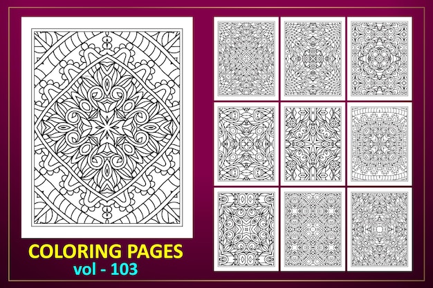 KDP coloring page interiorBlack and white floral coloring book pattern