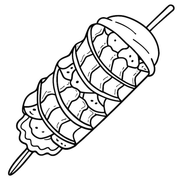 Kebab outline illustration digital coloring book page line art drawing