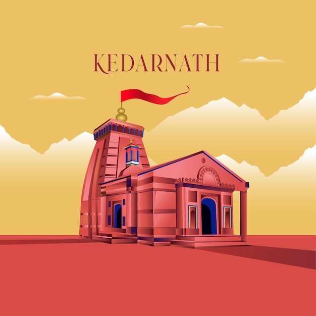 Kedarnath the shiva Temple Rudraprayag Uttarakhand India vector