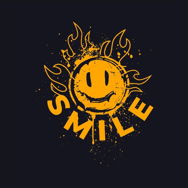 Keep smiling quote Vector hand drawn trendy cartoon character illustration Smile emoji face