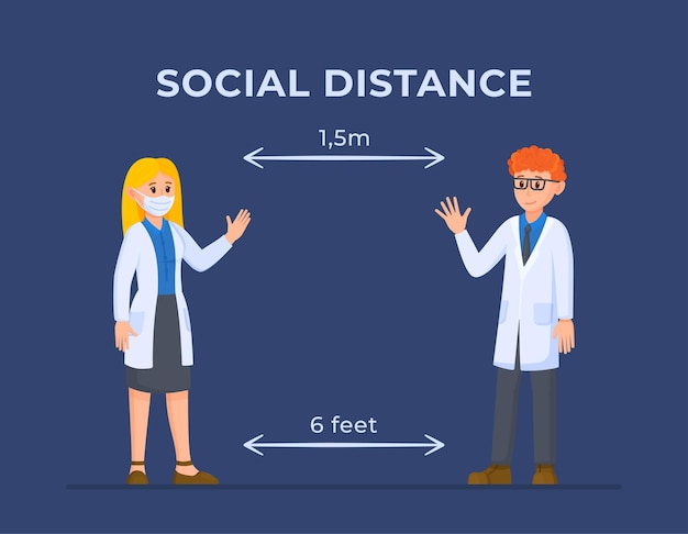 Keeping the distance Vector illustration of social distance Preventive measures