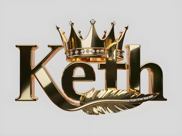 Keith Name Logo Design Keith Name in Elegant Font Gold Crown with feather Vector Format