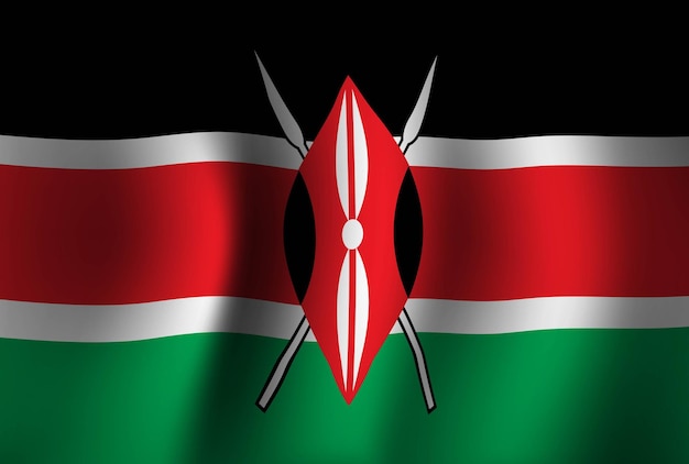 Vector kenya flag background waving 3d national banner wallpaper