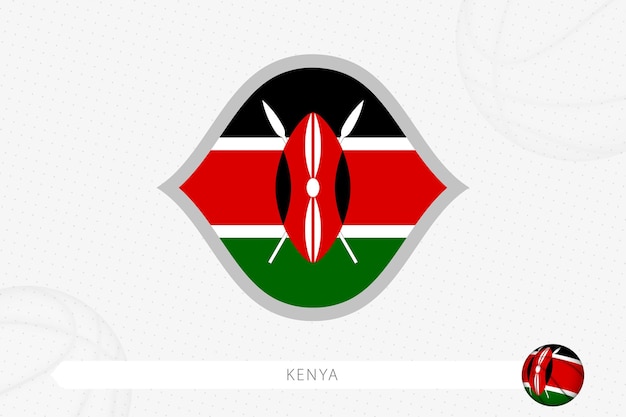 Kenya flag for basketball competition on gray basketball background.