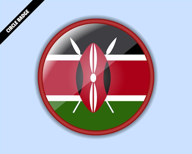 Kenya flag circle badge vector design rounded sign with reflection