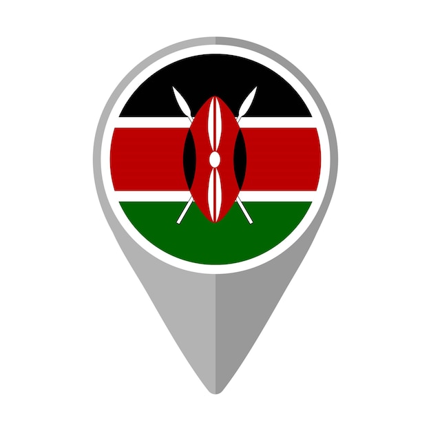 Vector kenya flag on location pin