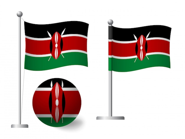 Kenya flag on pole and ball icon