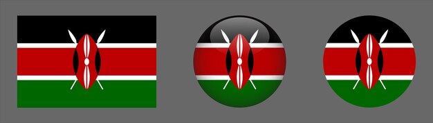 Vector kenya flag set collection vector