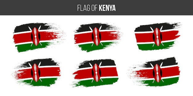 Kenya flags Brush stroke grunge vector illustration flag of kenya isolated on white