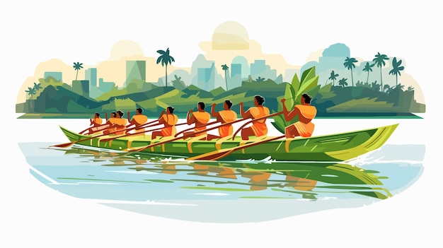 Vector kerala boat race competition vector illustration