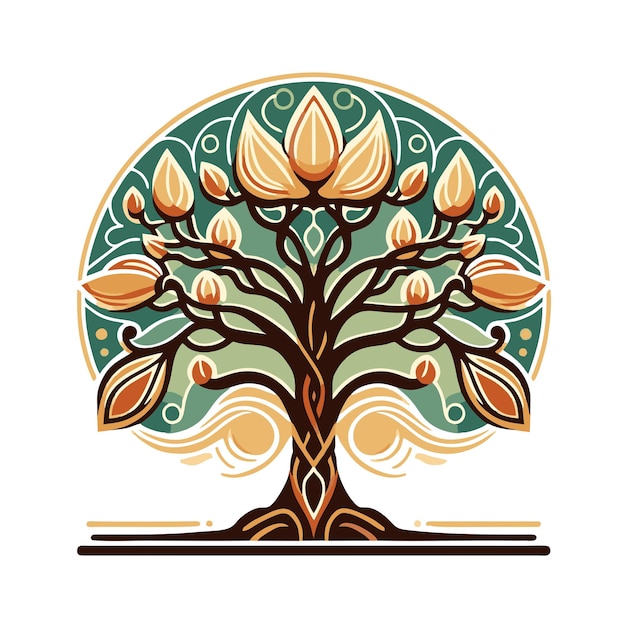 ketapang tree flat vector design in classic style