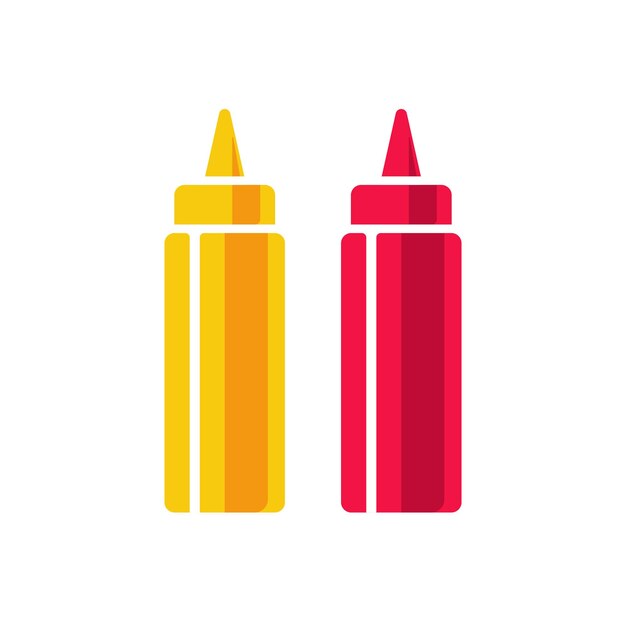 Ketchup and mustard squeeze bottle vector icon illustration