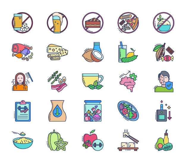 Keto Diet icon set