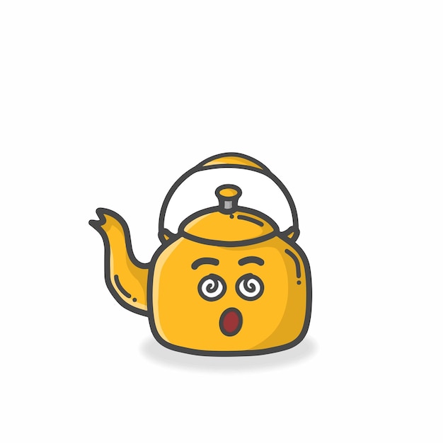 Kettle Cute Character Flat Cartoon Vector Design Illustration