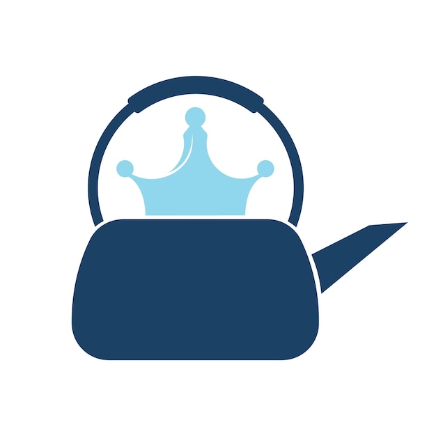 Kettle King logo concept design. Crown Teapot logo vector.