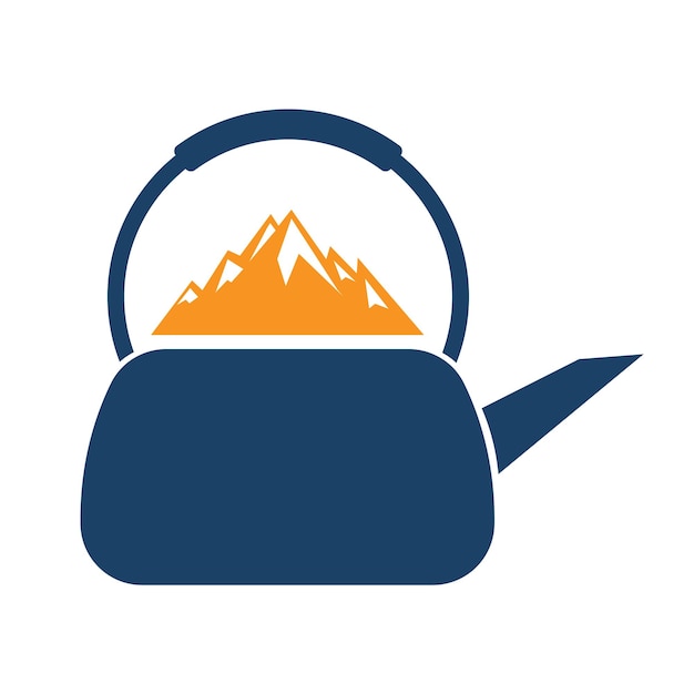 Kettle Mountain logo concept design.  Mountain Teapot logo vector.