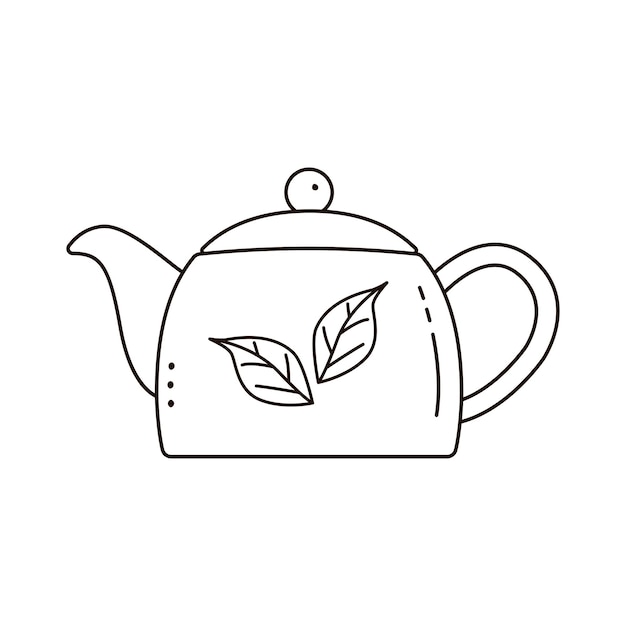 Kettle teapot isolated on white background Doodle style