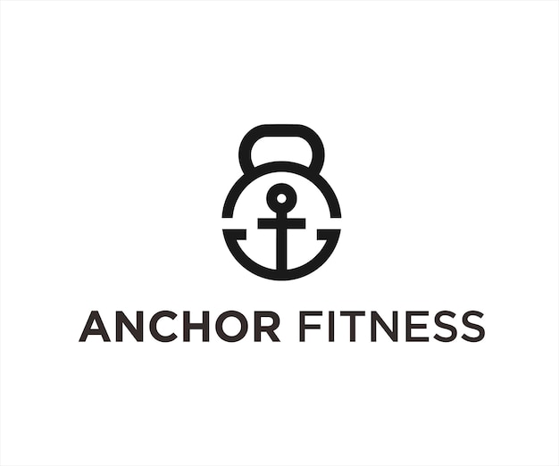 kettlebell anchor logo design vector illustration