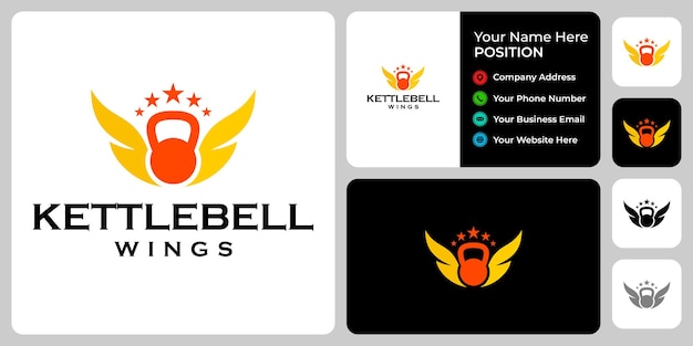 Kettlebell and crown king logo design with business card template