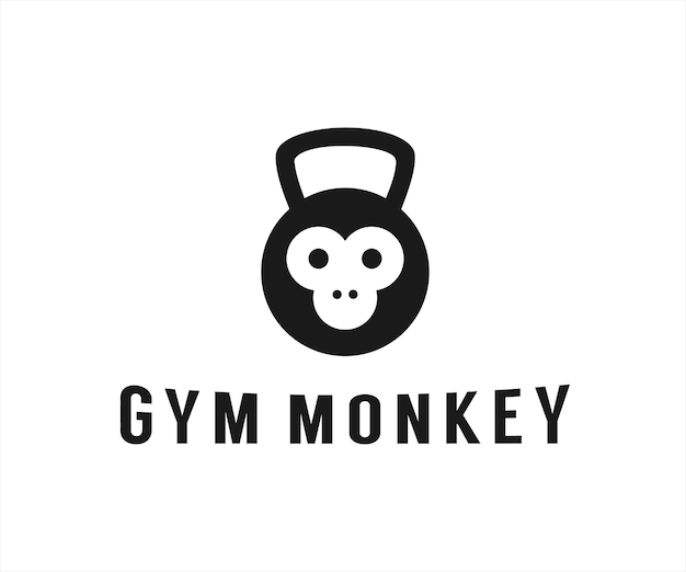 kettlebell monkey logo design vector illustration