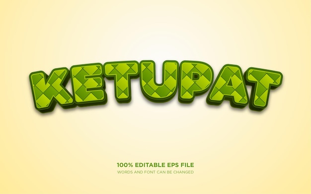 Ketupat 3D editable text style effect